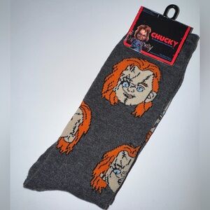 Chucky Head Novelty Gray Crew Socks